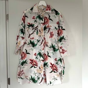 ZARA Floral Button-Up Shirt Dress
